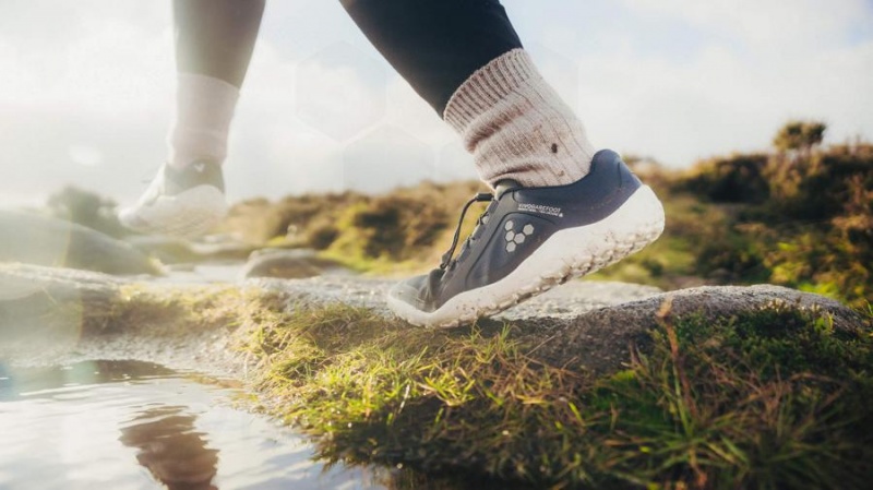 Chaussure Trail Running Vivobarefoot Primus Trail II FG Femme Bleu Foncé Blanche | FR195ZD