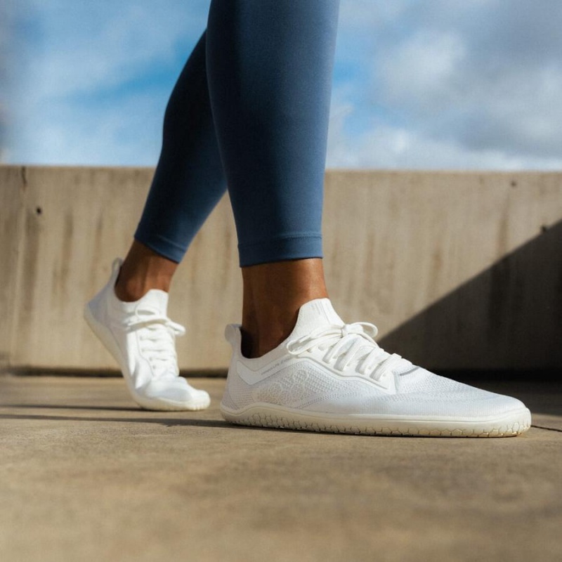 Chaussures Running Route Vivobarefoot Primus Lite Knit Femme Blanche | FR216EI