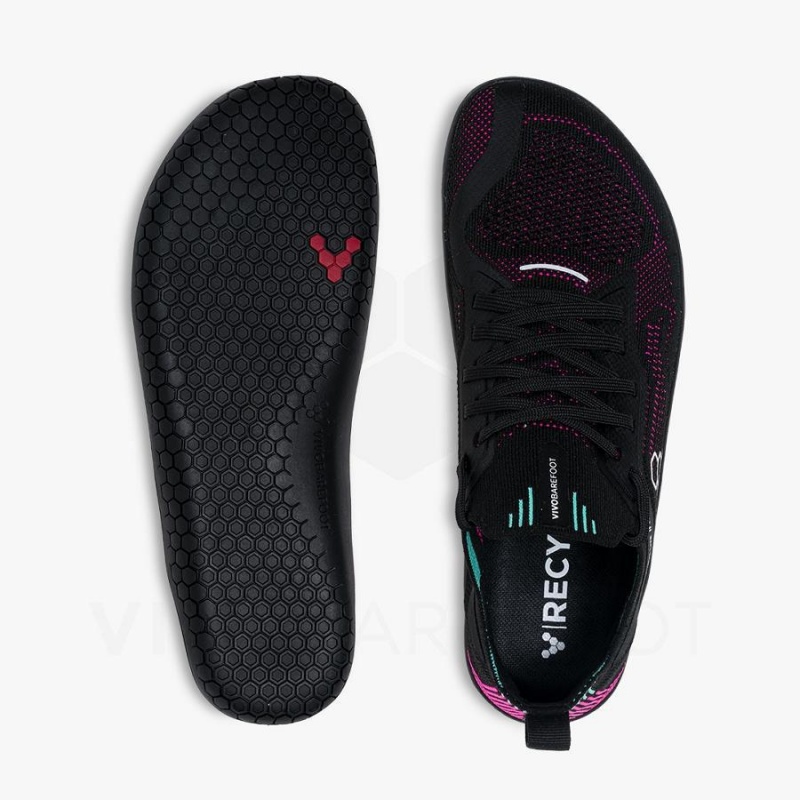 Chaussures Running Route Vivobarefoot Primus Lite Knit Femme Obsidienne Rose | FR212IR