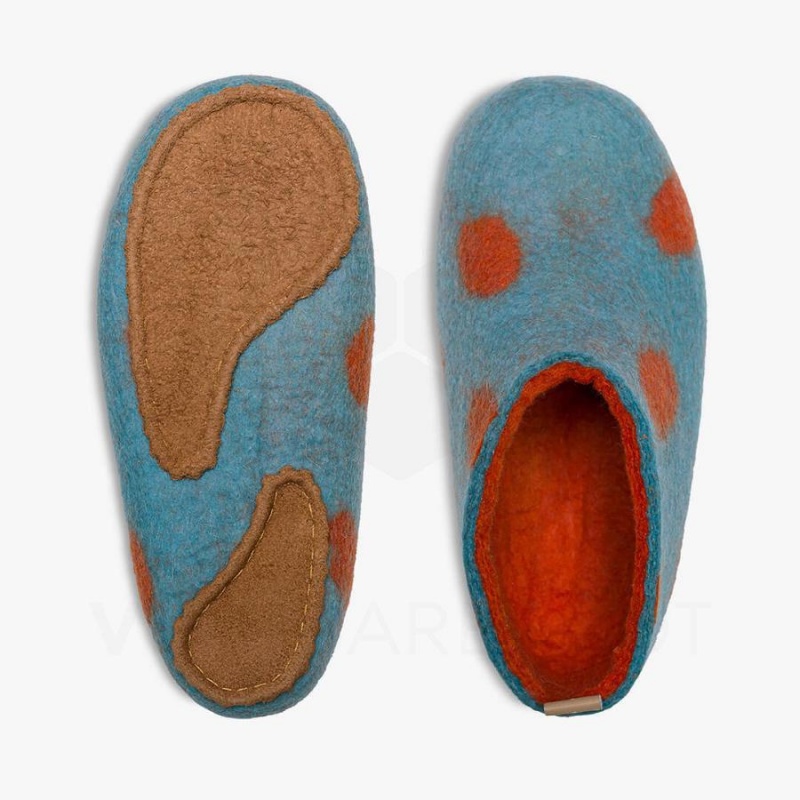 Slipper Vivobarefoot MIM Felt Enfant Turquoise Clair Orange | FR007FU