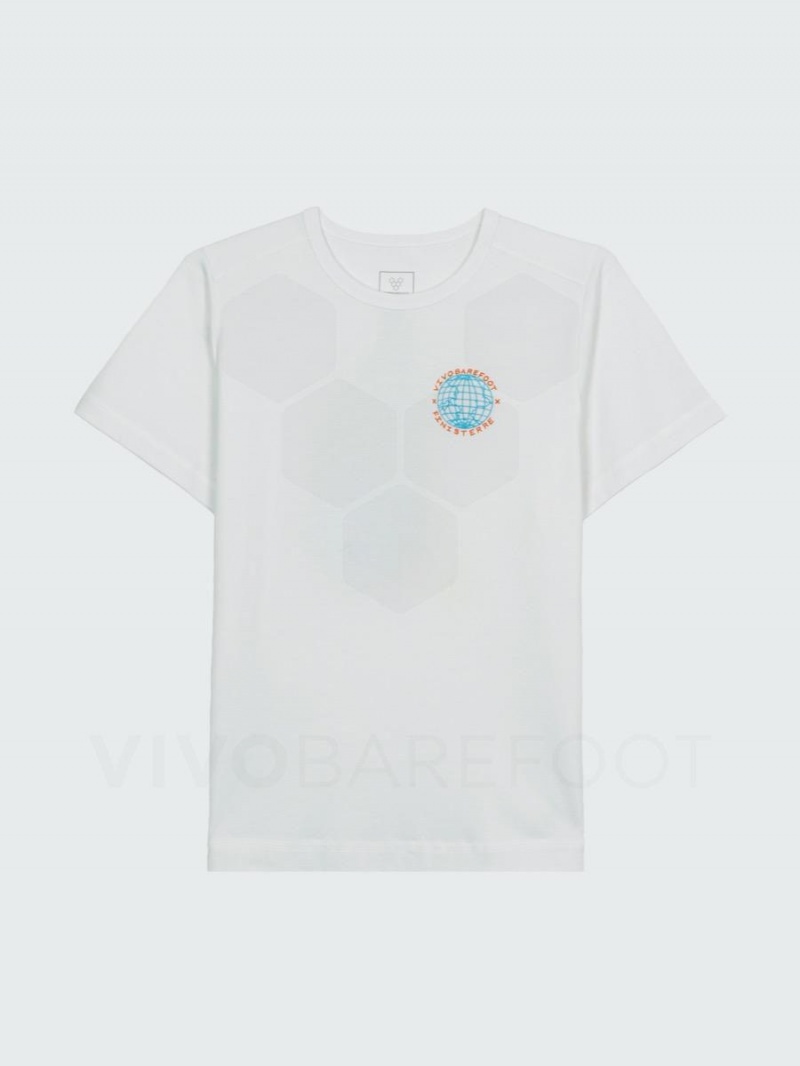 T Shirts Vivobarefoot Finisterre Sport Femme Blanche | FR104MM